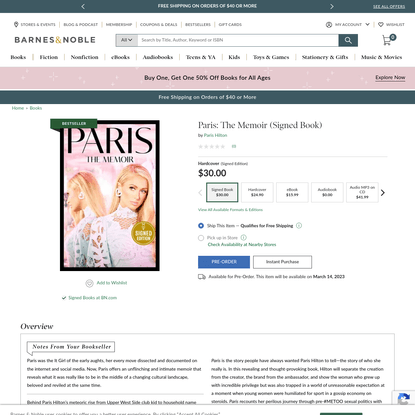 Paris: The Memoir (Signed Book) by Paris Hilton, Hardcover | Barnes &amp; Noble®