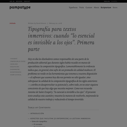 PampaType Font Foundry | Tipografía para textos inmersivos: cuando “lo esencial es invisible a los ojos”. Primera parte
