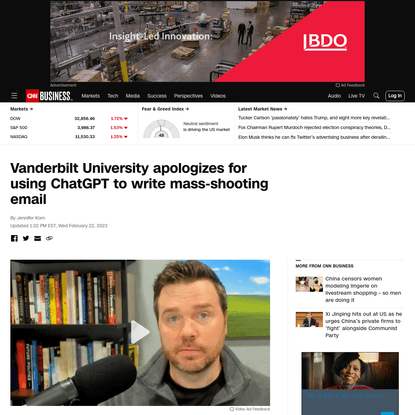 Vanderbilt University apologizes for using ChatGPT to write mass-shooting email | CNN Business