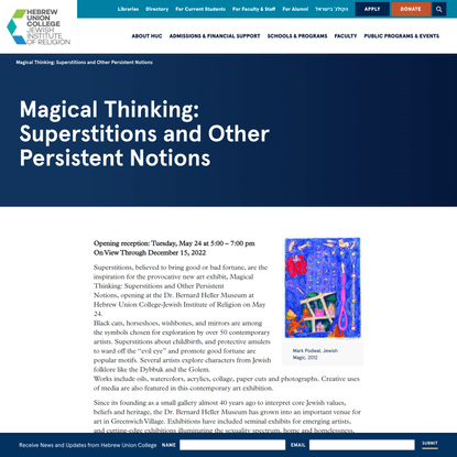 Magical Thinking: Superstitions and Other Persistent Notions - HUC