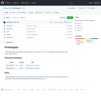 GitHub - alexwidua/prototypes: little monorepo of misc prototypes