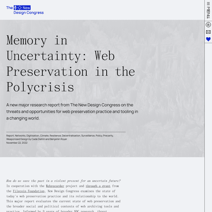 Memory in Uncertainty: Web Preservation in the Polycrisis