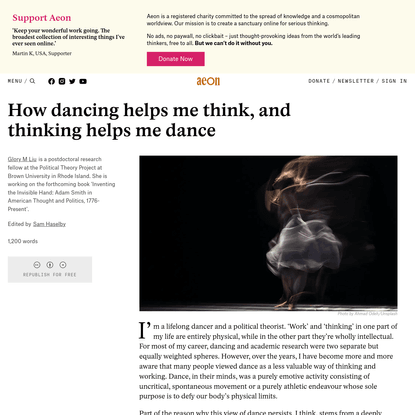 How dancing helps me think, and thinking helps me dance | Aeon Ideas
