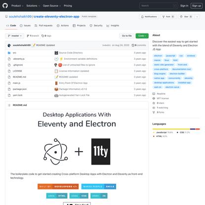 GitHub - soulehshaikh99/create-eleventy-electron-app: Discover the easiest way to get started with the blend of Eleventy and...