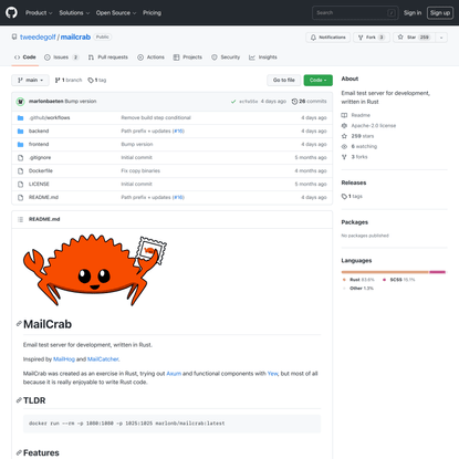 GitHub - tweedegolf/mailcrab: Email test server for development, written in Rust