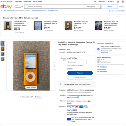 Apple iPod nano 4th Generation Orange (16 GB) Tested & Working!! | eBay