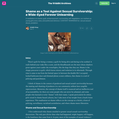 Shame as a Tool Against Sexual Survivorship: a Wide-Eyed Forever Unlearning