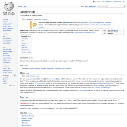 Aleatoricism - Wikipedia