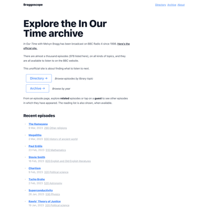 Explore the In Our Time archive