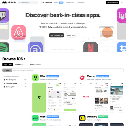 Browse iOS Apps | Mobbin - The world’s largest mobile &amp; web app design reference library