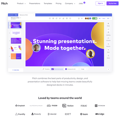 Pitch | Collaborative presentation software for modern teams