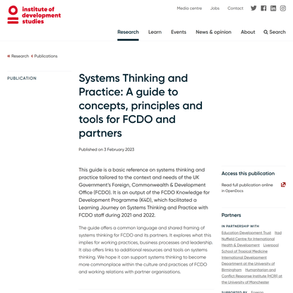 Systems Thinking and Practice: A guide to concepts, principles and tools for FCDO and partners - Institute of Development Studies