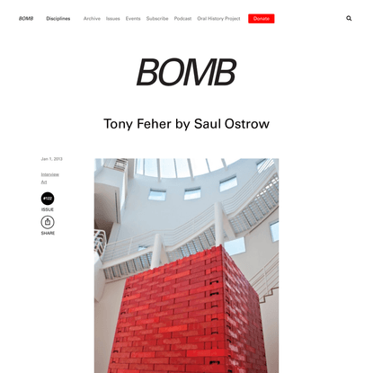 BOMB Magazine | Tony Feher