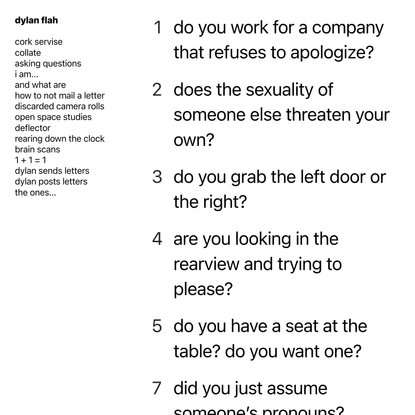 asking questions — dylan flah