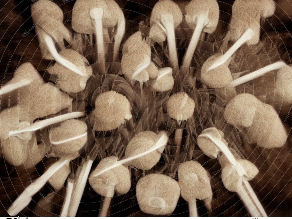 a handful of mushrooms earthy tones high energy living network symmetrical architecture infrastructural bloom