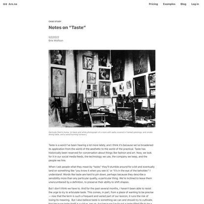 Notes on “Taste” — Are.na