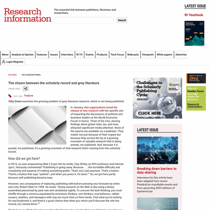 The chasm between the scholarly record and grey literature | Research Information