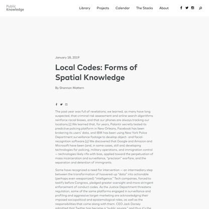 Local Codes: Forms of Spatial Knowledge