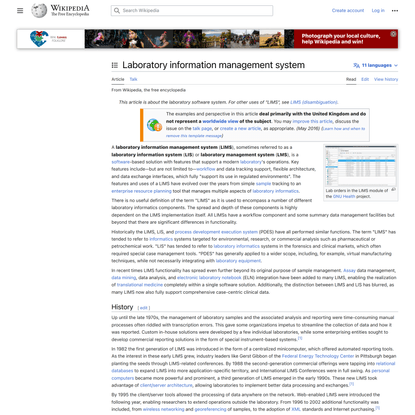 Laboratory information management system - Wikipedia