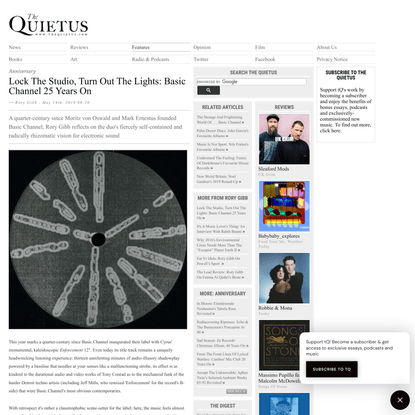 The Quietus | Features | Anniversary | Lock The Studio, Turn Out The Lights: Basic Channel 25 Years On