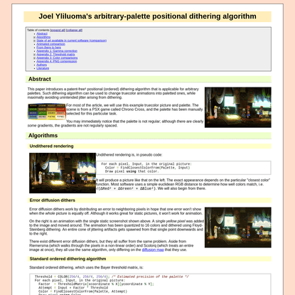 Arbitrary-palette positional dithering algorithm