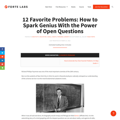 12 Favorite Problems: How to Spark Genius With the Power of Open Questions