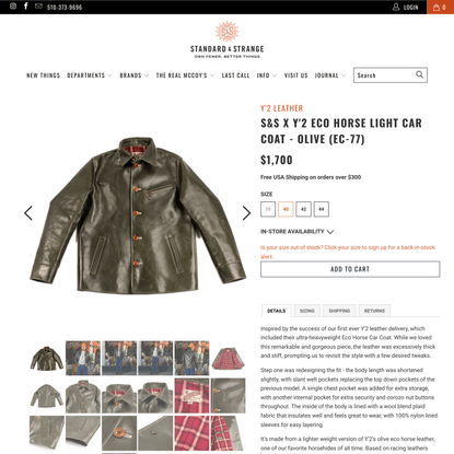 S&amp;S x Y′2 Eco Horse Light Car Coat - Olive (EC-77)