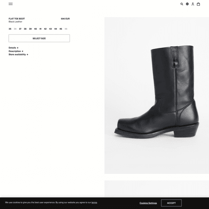 Flat Toe Boot Black Leather