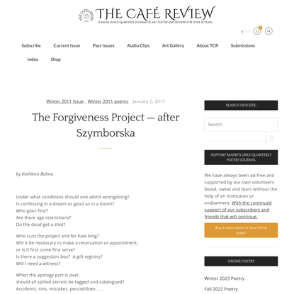 The Forgiveness Project — after Szymborska