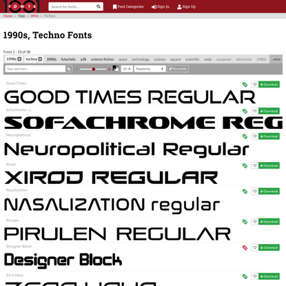 38 Free 1990s, Techno Fonts · 1001 Fonts