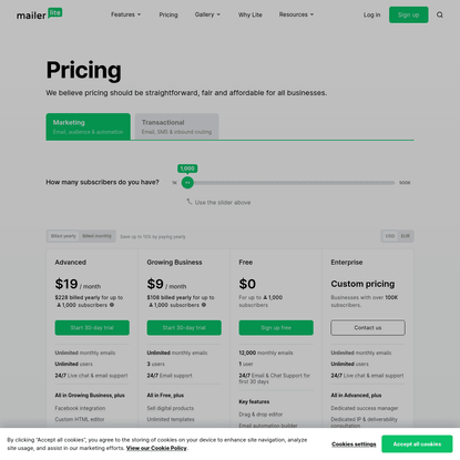 Simple, Transparent Pricing - MailerLite