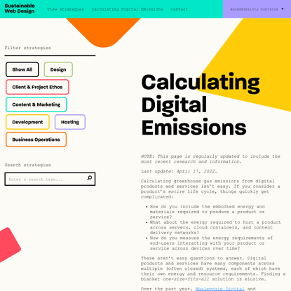 Calculating Digital Emissions - Sustainable Web Design