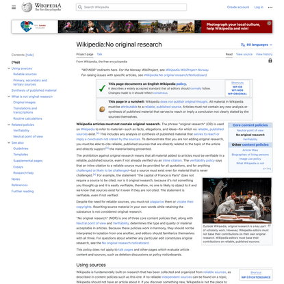Wikipedia:No original research - Wikipedia