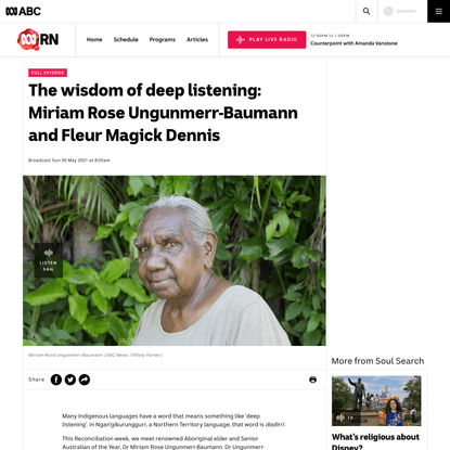 The wisdom of deep listening: Miriam Rose Ungunmerr-Baumann and Fleur Magick Dennis - ABC Radio National