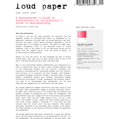 loud paper · A Skateboarder's Guide to Architecture or an Architect's Guide to Skateboarding