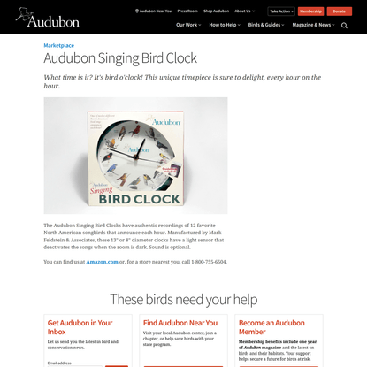 Audubon Singing Bird Clock