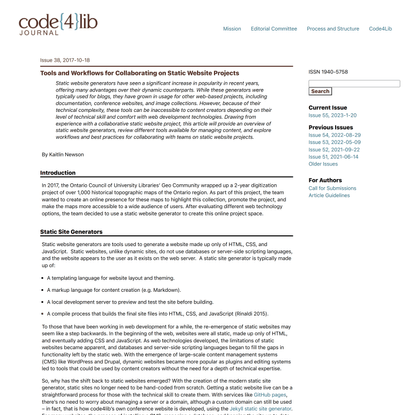 The Code4Lib Journal – Tools and Workflows for Collaborating on Static Website Projects