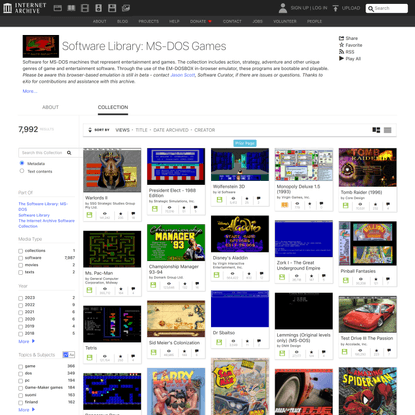 Software Library: MS-DOS Games : Free Software : Free Download, Borrow and Streaming : Internet Archive