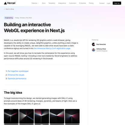 Building an interactive WebGL experience in Next.js – Vercel