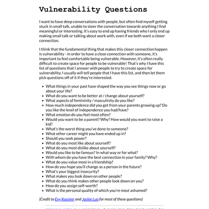 Vulnerability Questions