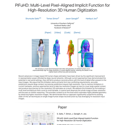 PIFuHD: Multi-Level Pixel-Aligned Implicit Function for High-Resolution 3D Human Digitization