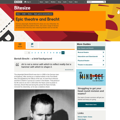 BBC Bitesize - GCSE Drama - Epic theatre and Brecht - Revision 1