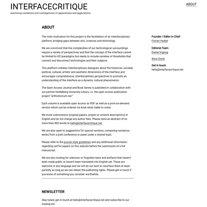 INTERFACECRITIQUE — ABOUT