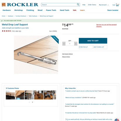 Metal Drop Leaf Support