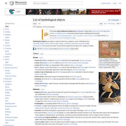 List of mythological objects - Wikipedia
