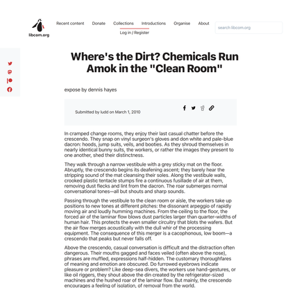 Where’s the Dirt? Chemicals Run Amok in the “Clean Room”
