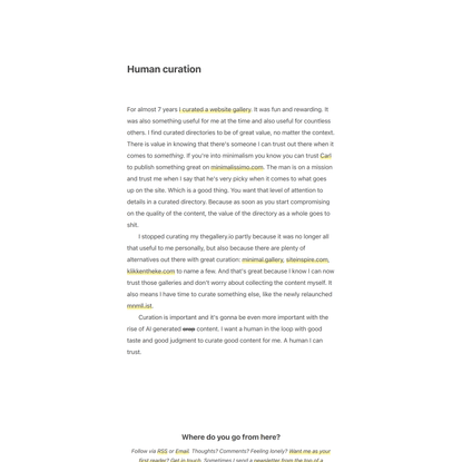 Human curation – Manu