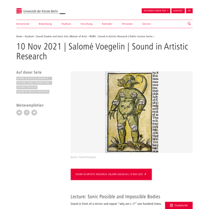 10 Nov 2021Salomé Voegelin – Universität der Künste Berlin
