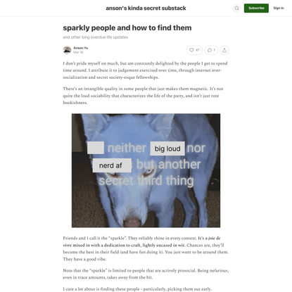 sparkly people and how to find them