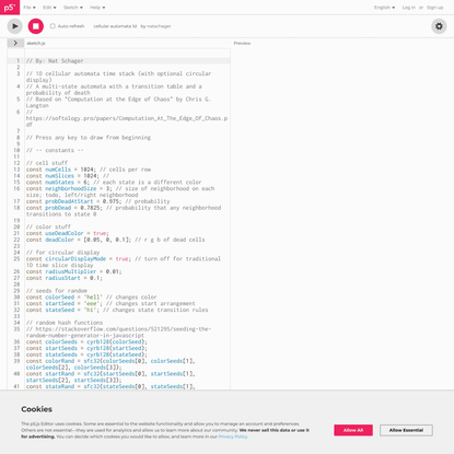 p5.js Web Editor | cellular automata 1d